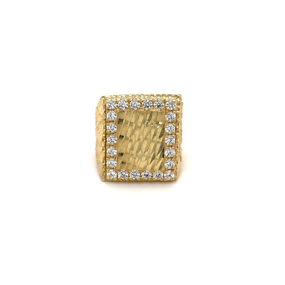 10K Quad Nugget Diamond Cut CZ Men’s Ring