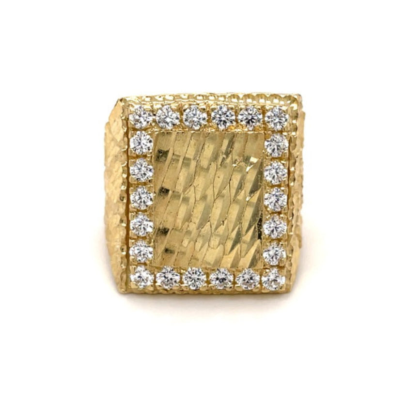 10K Quad Nugget Diamond Cut CZ Men’s Ring