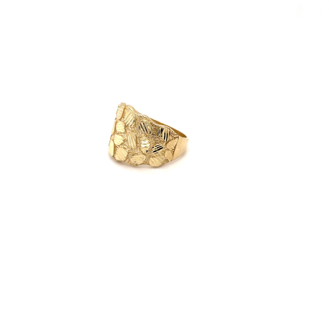10K Nugget Diamond Cut Men’s Ring