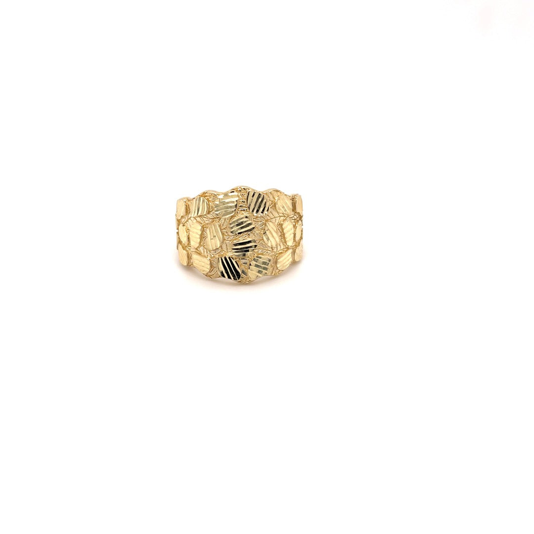 10K Nugget Diamond Cut Men’s Ring