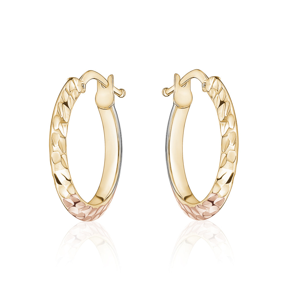 10KT Callie Triple-tone Hoop Earrings