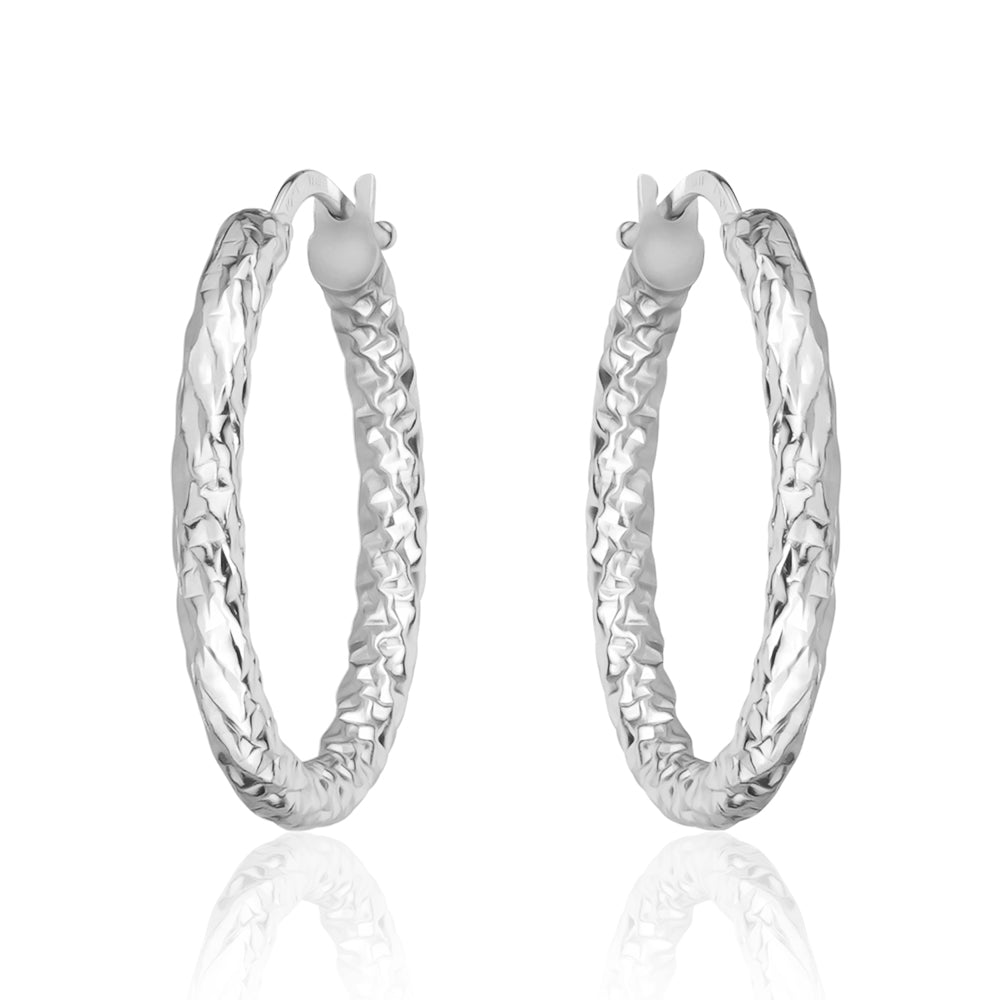 10KT Jasmine Tube Hoop Earrings