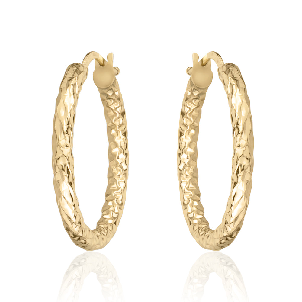 10KT Jasmine Tube Hoop Earrings
