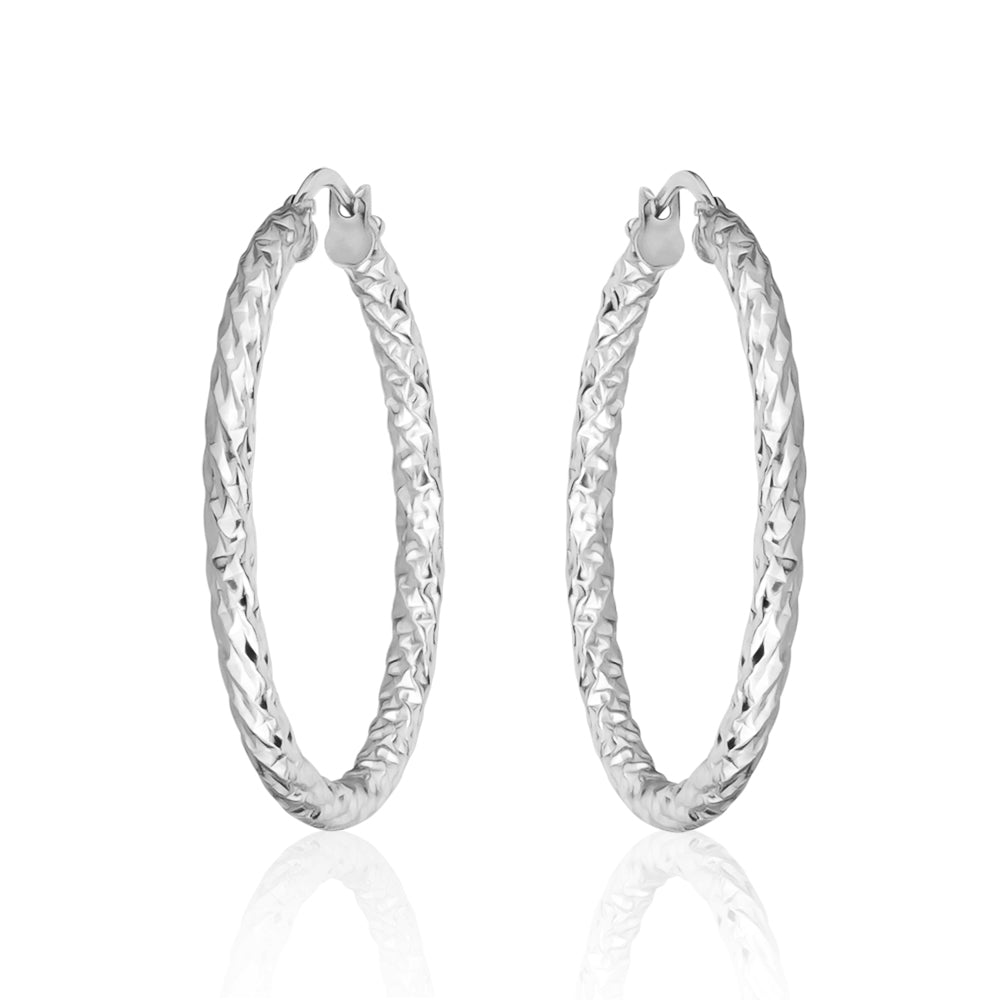10KT Jasmine Tube Hoop Earrings