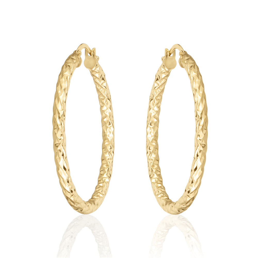 10KT Jasmine Tube Hoop Earrings