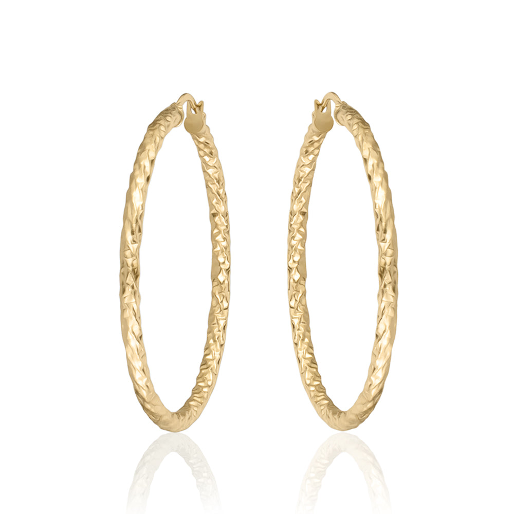 10KT Jasmine Tube Hoop Earrings