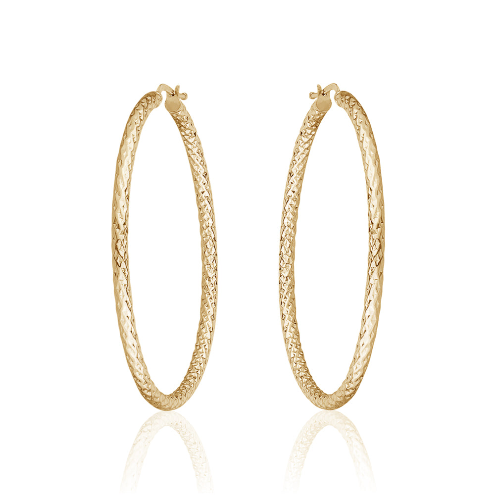 10KT Jasmine Tube Hoop Earrings