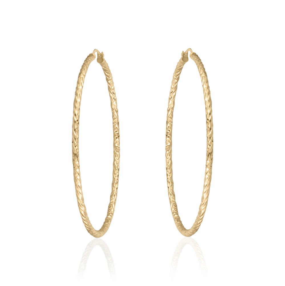 10KT Jasmine Tube Hoop Earrings