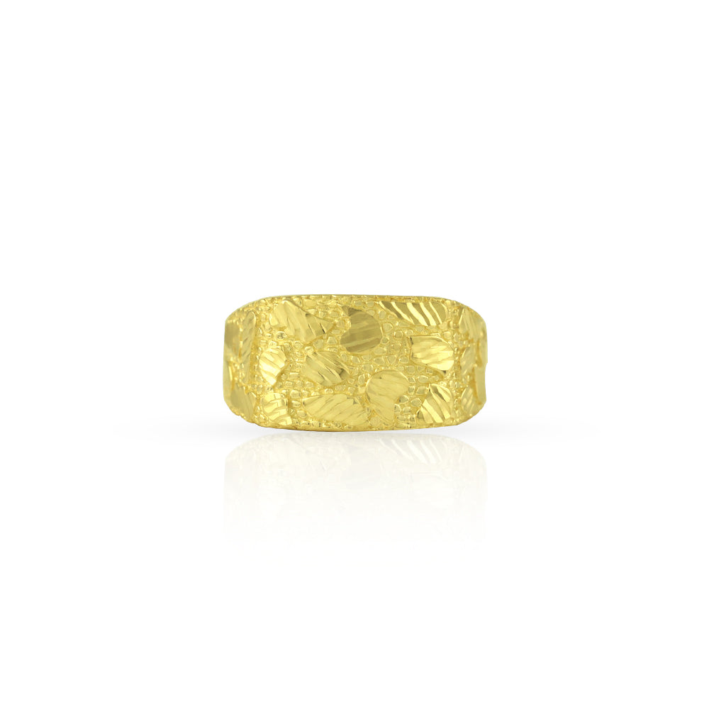 10KT yellow gold nugget cut ring.