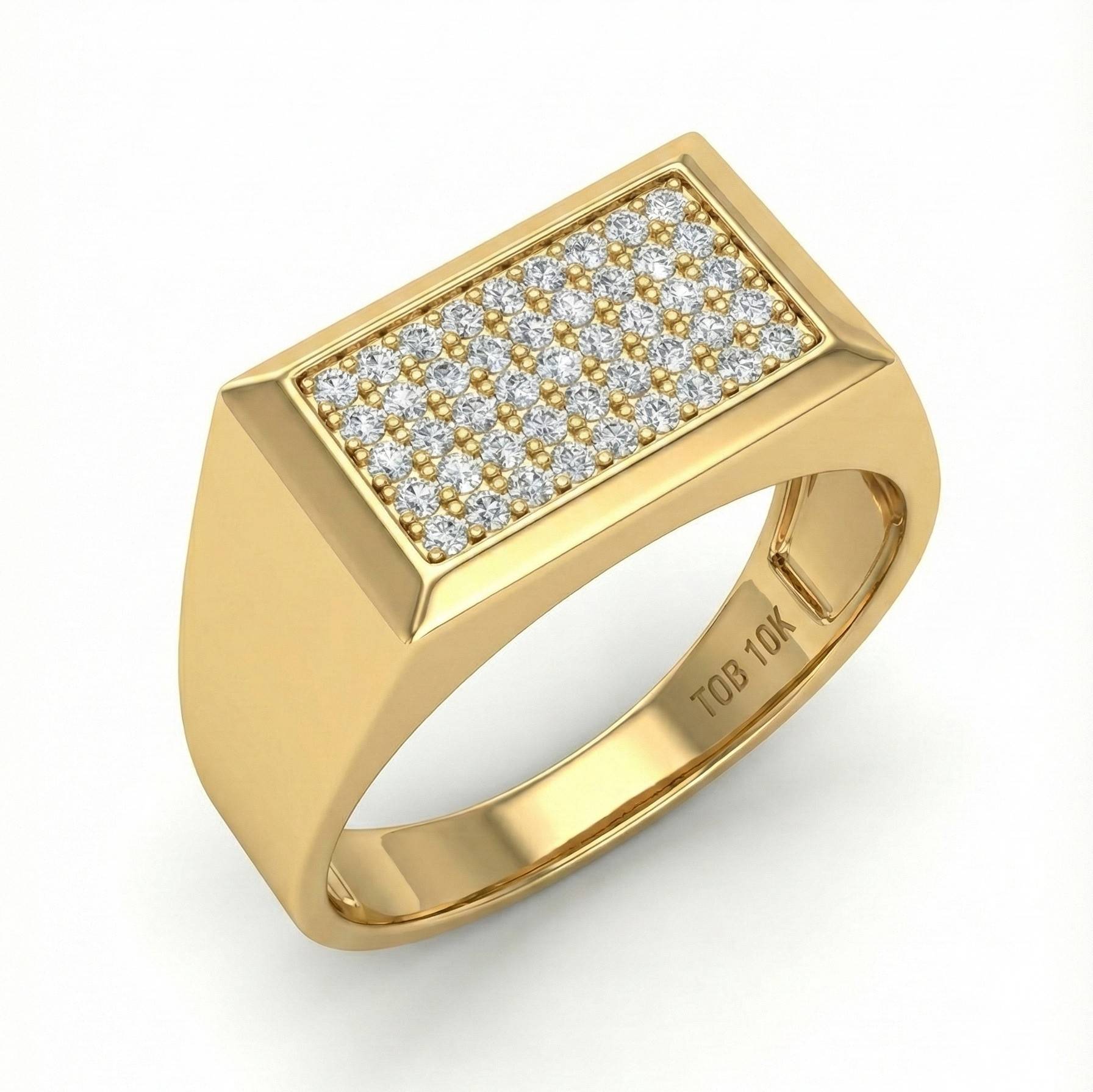 10KT Yellow Gold Men's Meridian Pave Ring