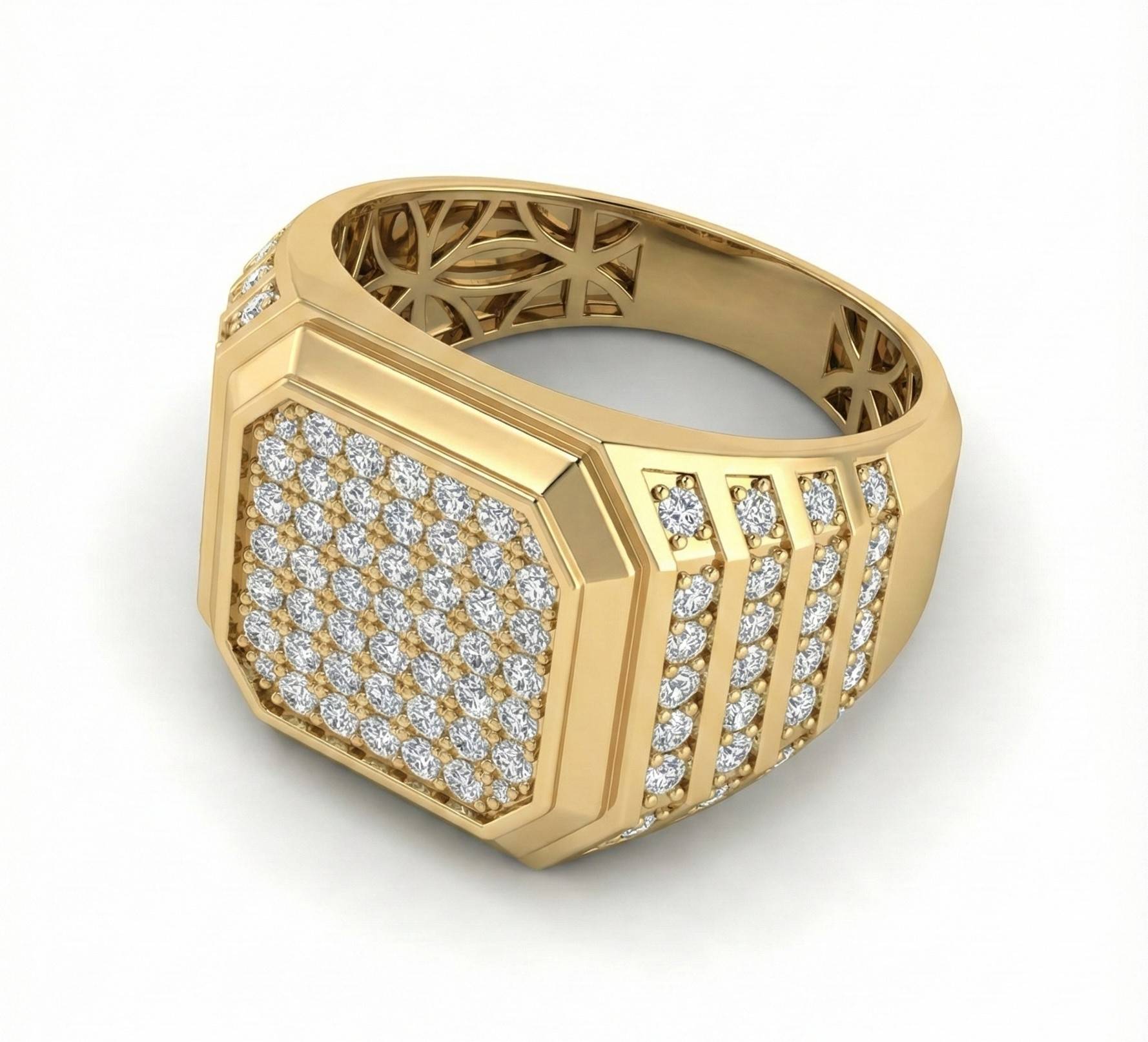 10KT Yellow gold Zenith Tiered Pavé Men's Ring