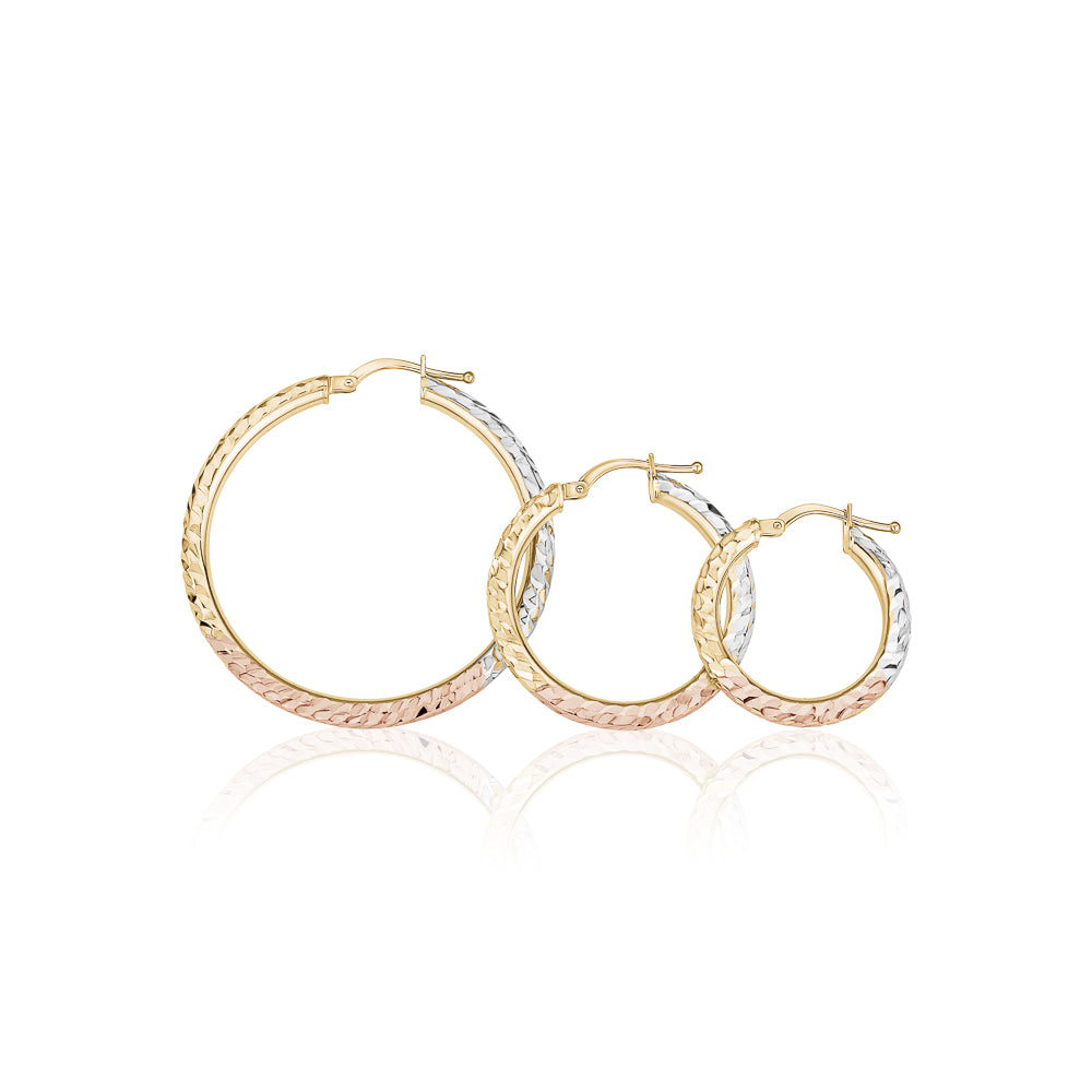 10KT Callie Triple-tone Hoop Earrings