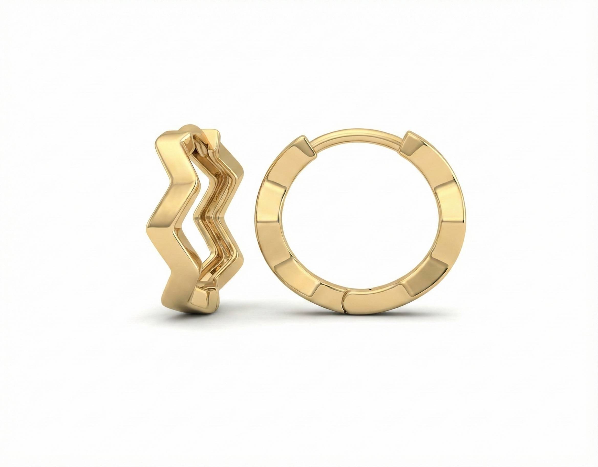 10KT Gold Chevron Huggies