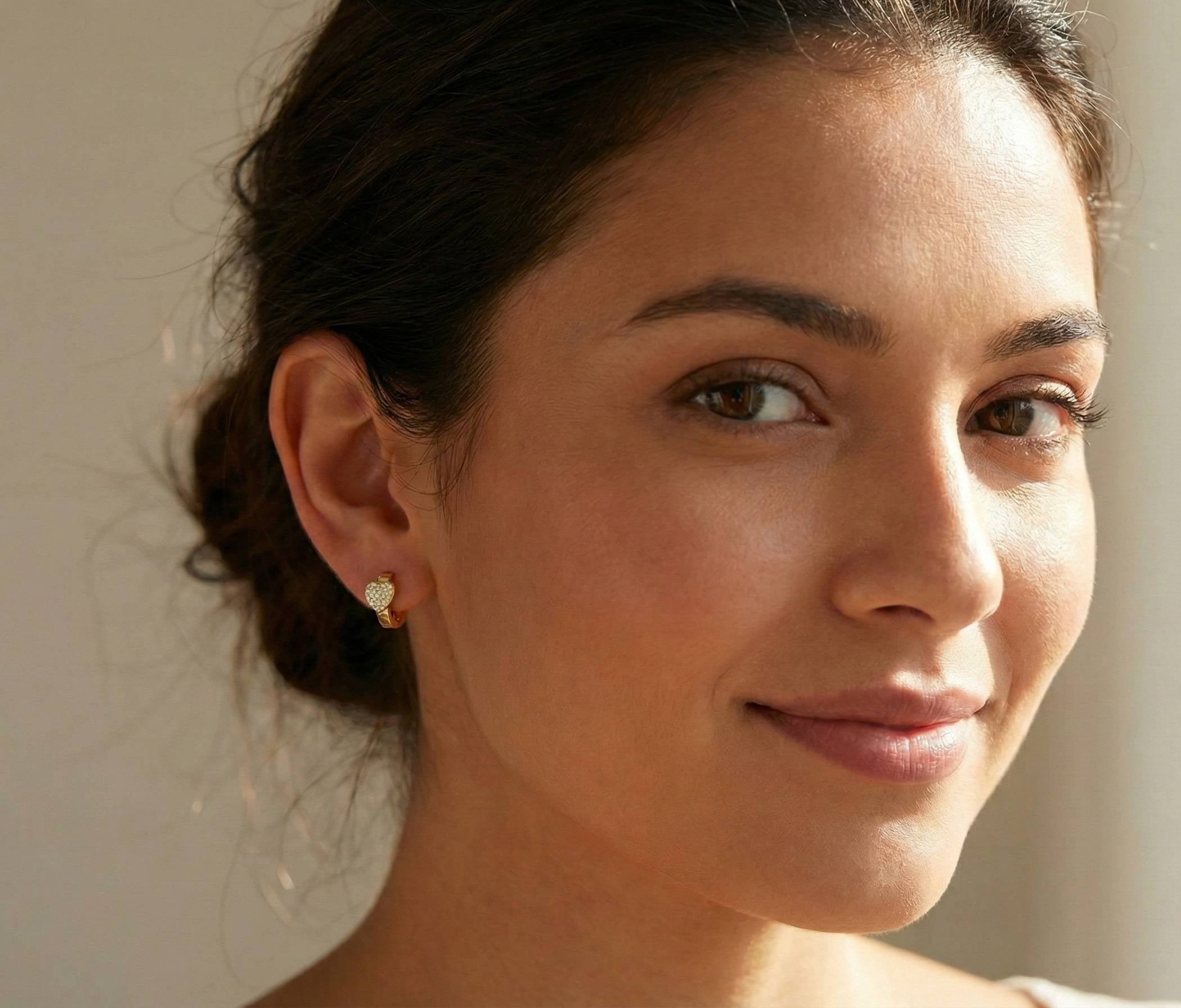 10KT Gold Heart Huggies