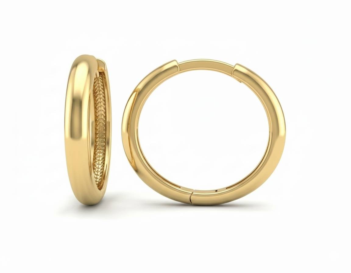 10KT Gold High Polish Plain Finish Small Round Huggies