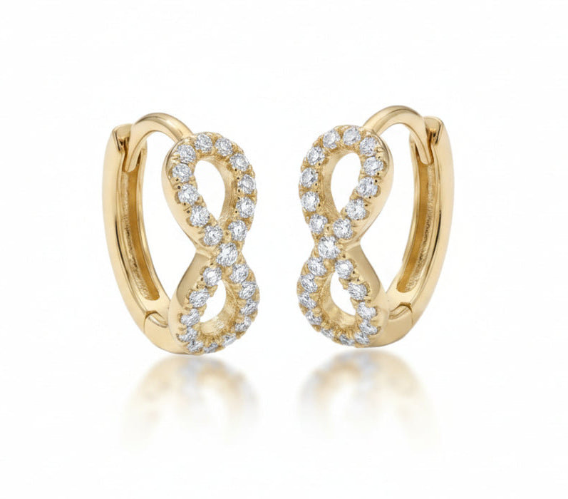 10KT Gold Paved Infinity Loop Huggies
