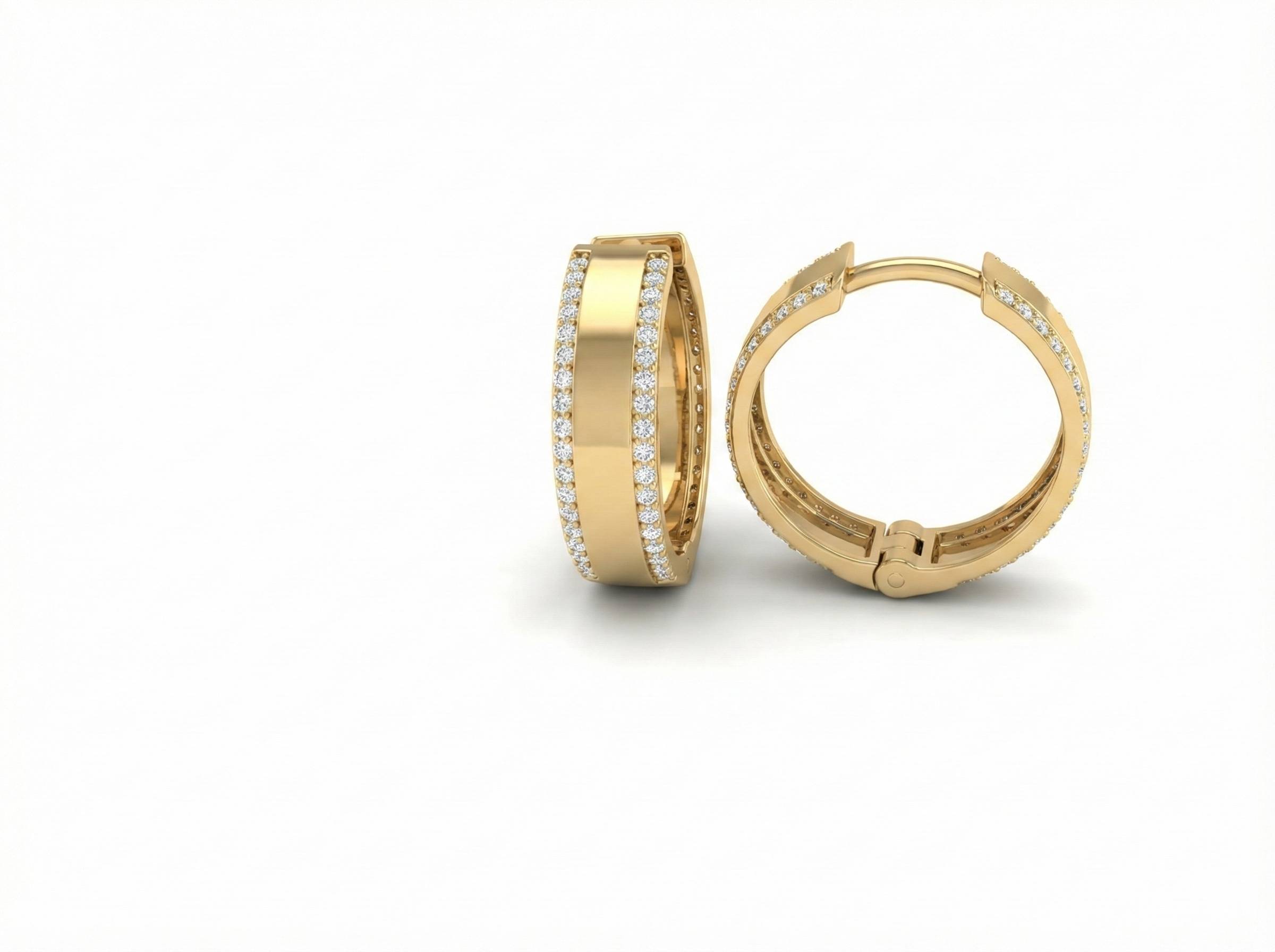 10KT Gold Paved Plain Finish Huggies