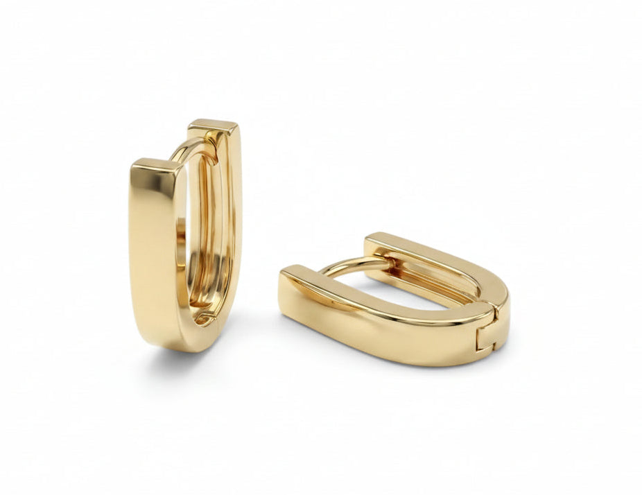 10KT Gold Polished U-Link Paperclip Huggies