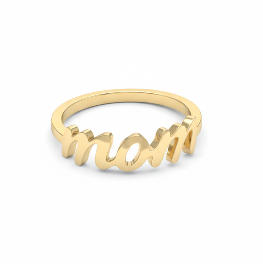 10KT Mom Lettering Ring