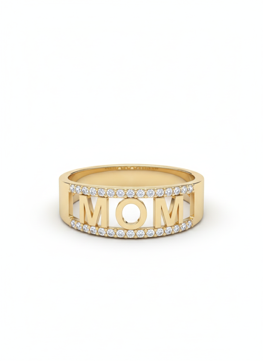 10KT Paved Mom Ring