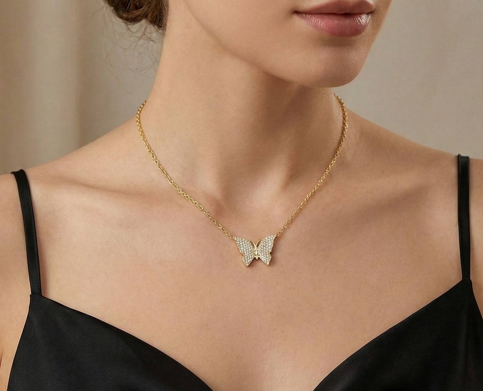 10KT Yellow Gold Butterfly Necklace