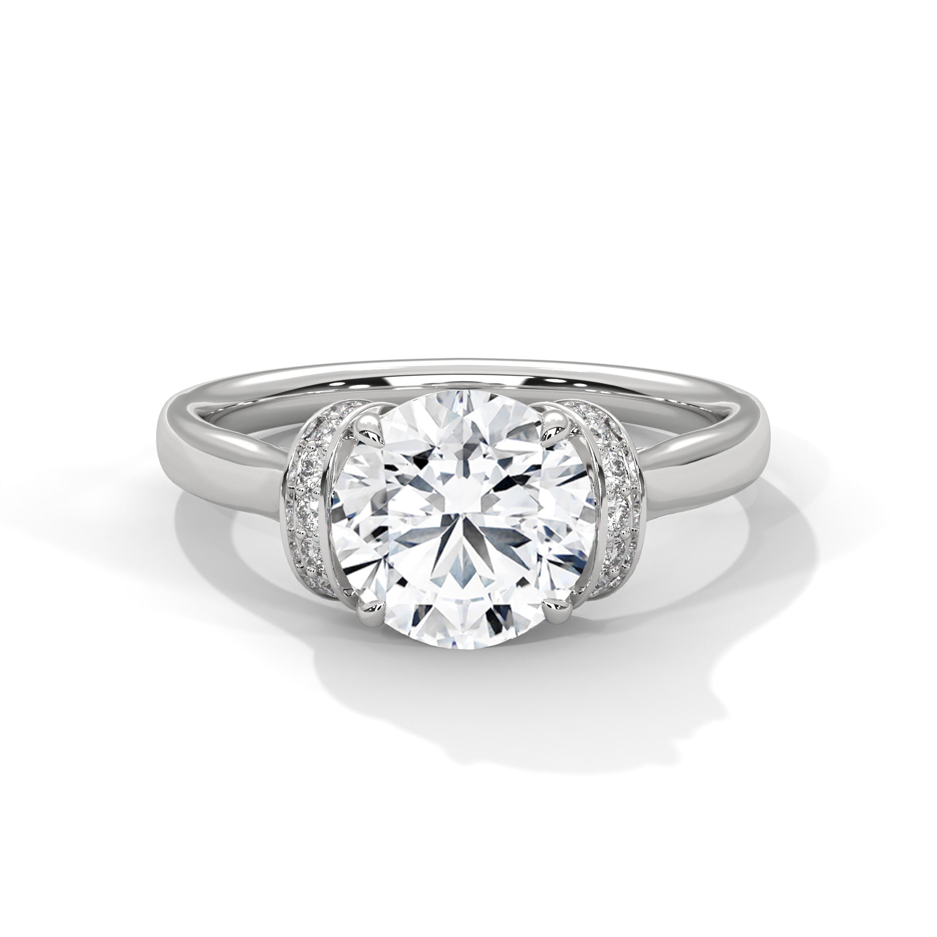 14KT 2.12 CTW Round Lab Grown Diamond Engagement Ring