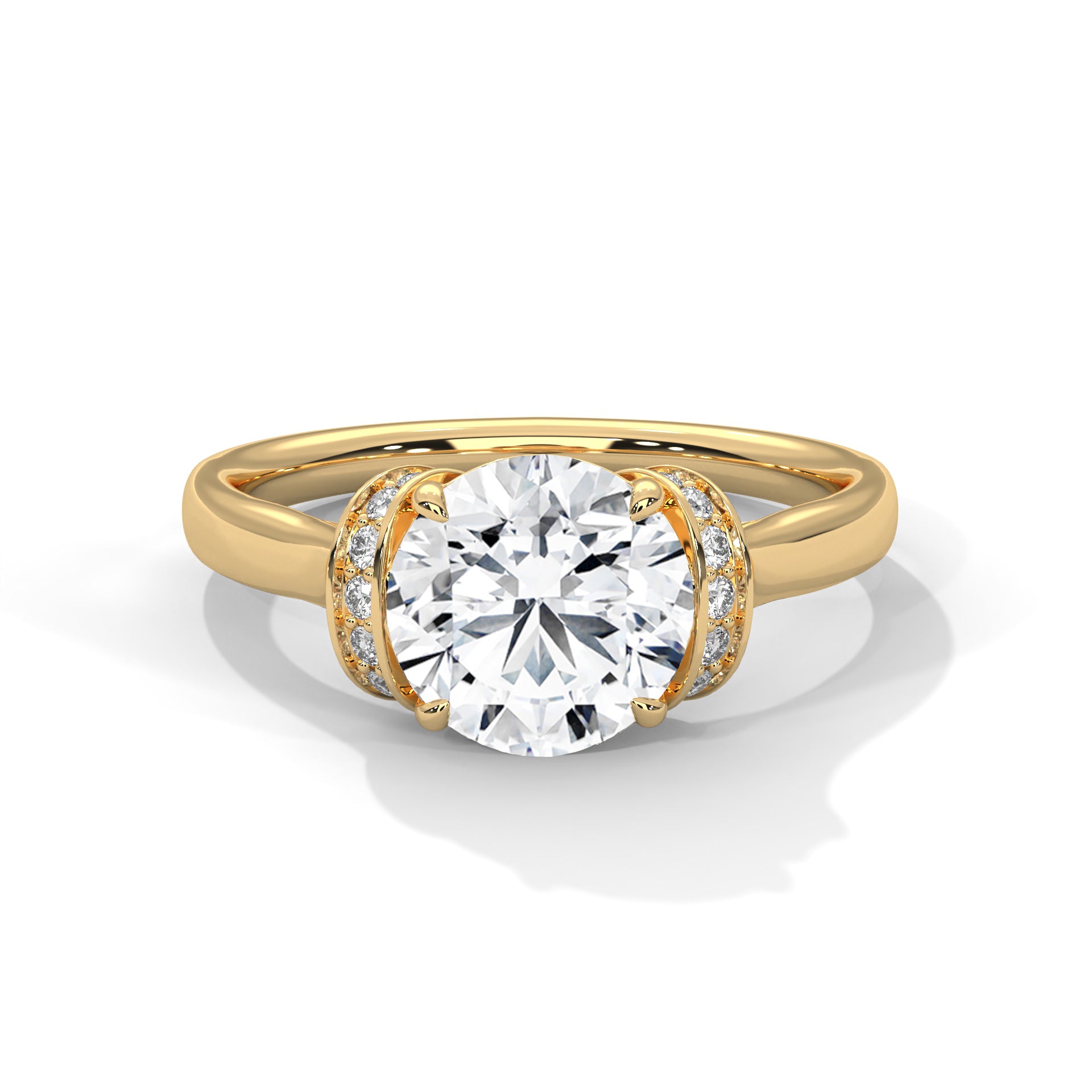 14KT 2.12 CTW Round Lab Grown Diamond Engagement Ring