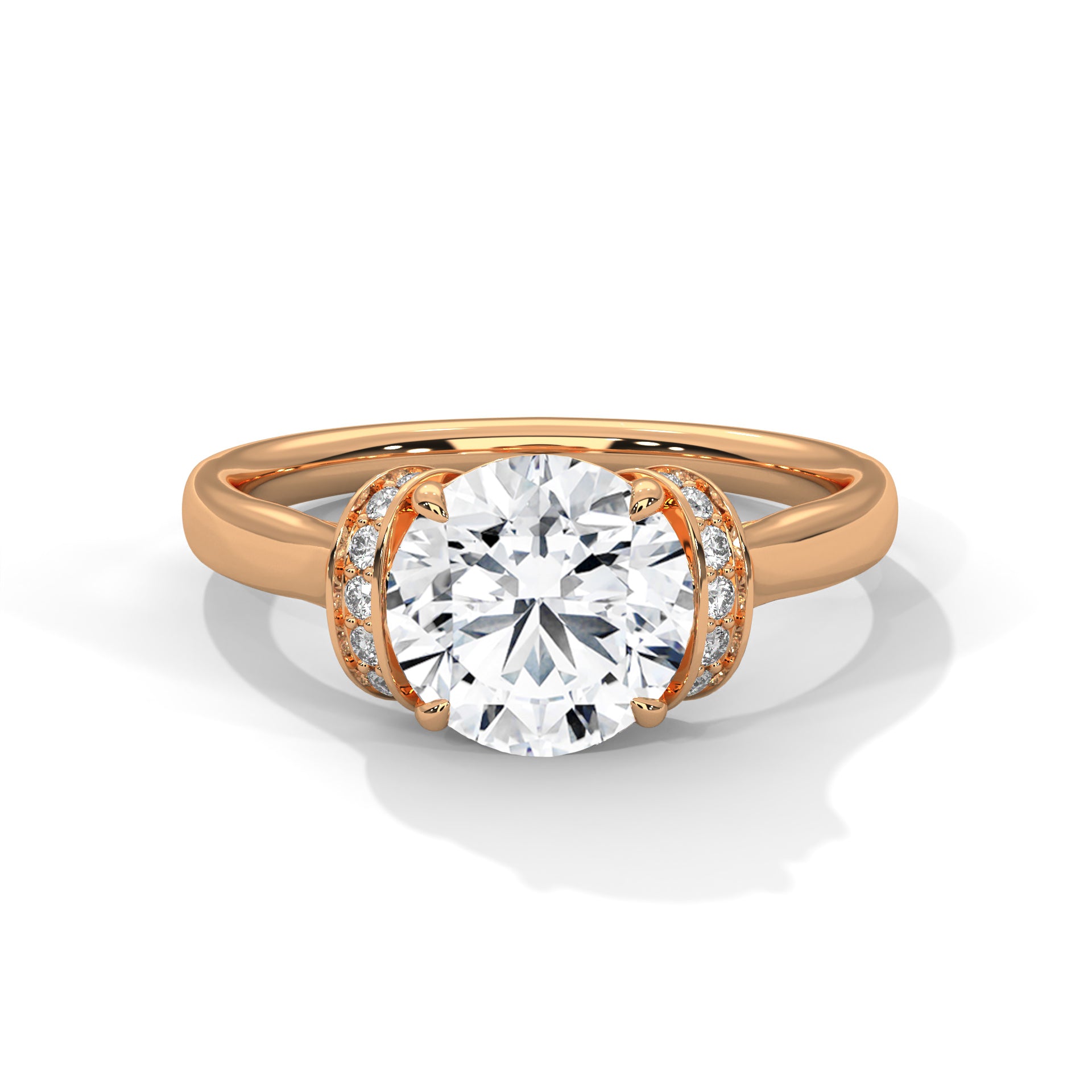 14KT 2.12 CTW Round Lab Grown Diamond Engagement Ring