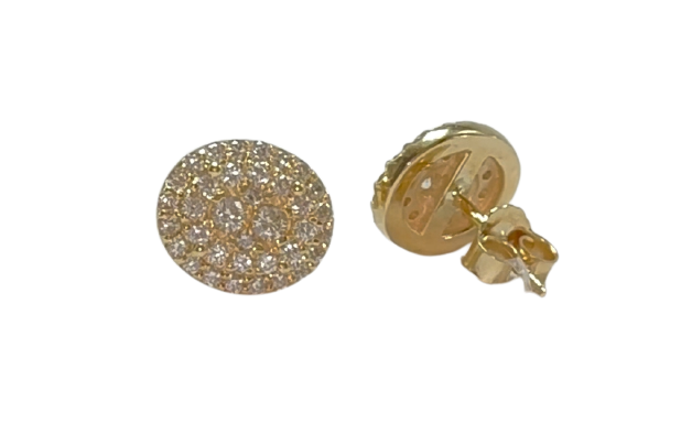 14KT 0.90 CTW Oval Cluster Studs