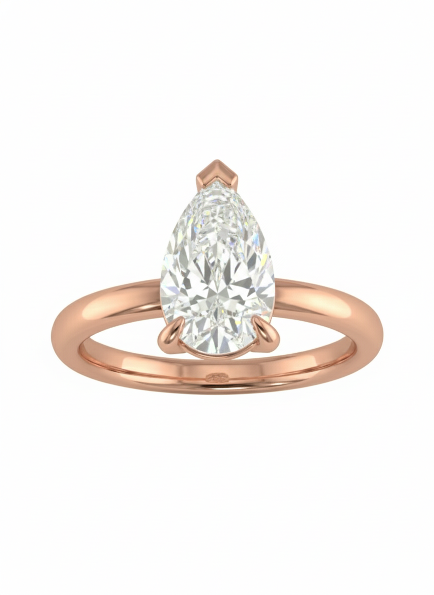 14KT 2.5Ct Pear Solitaire Diamond Engagement Ring