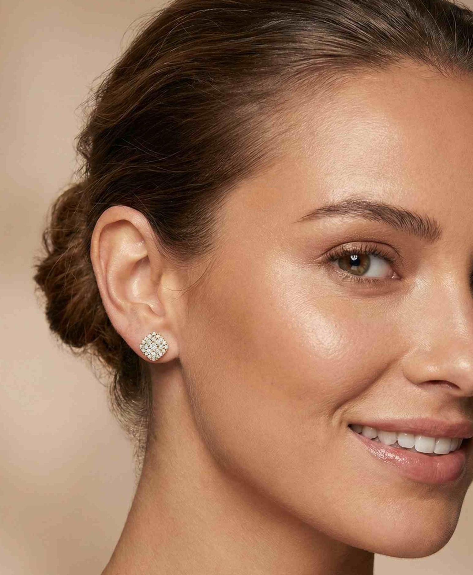 14KT 0.62 CTW Cushion Cluster Studs