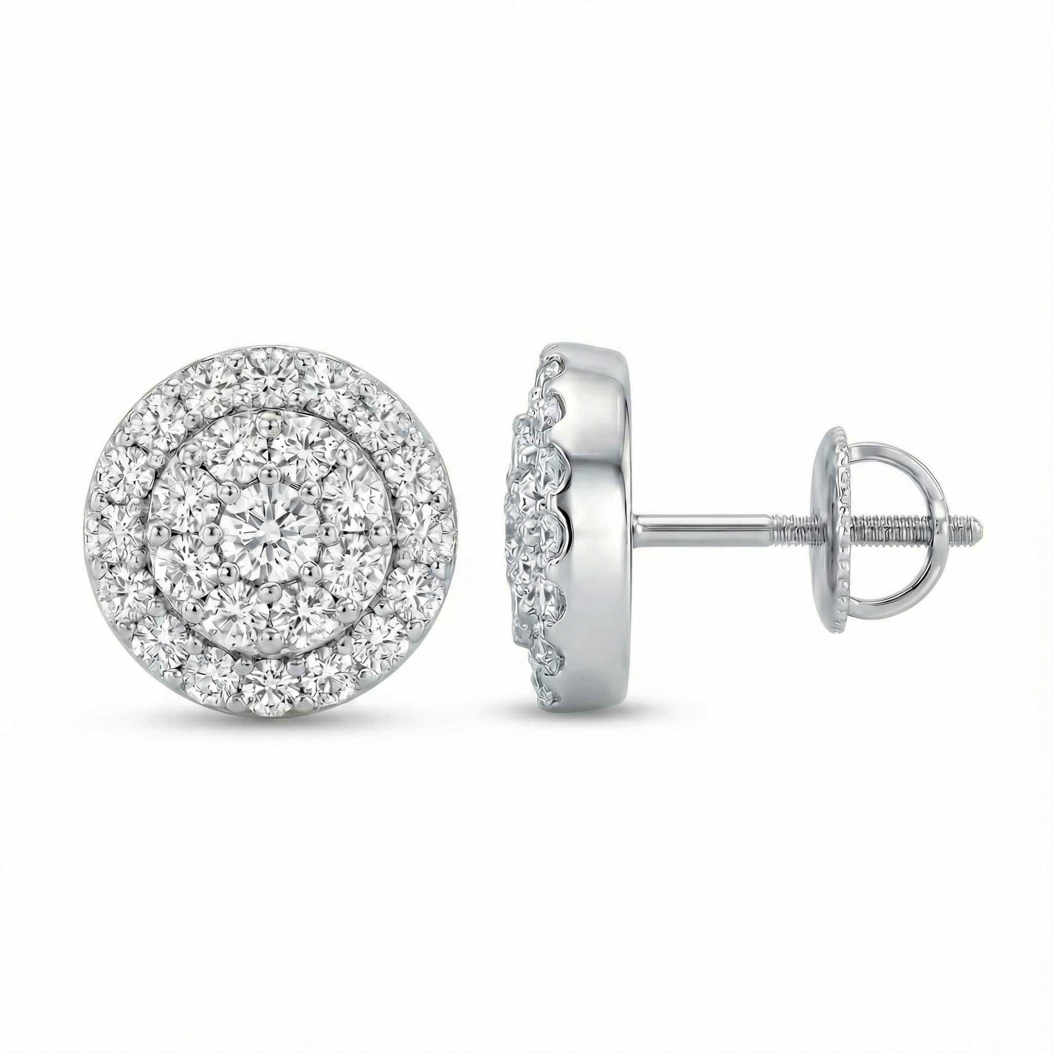 14KT 0.65 CTW Round Cluster Studs