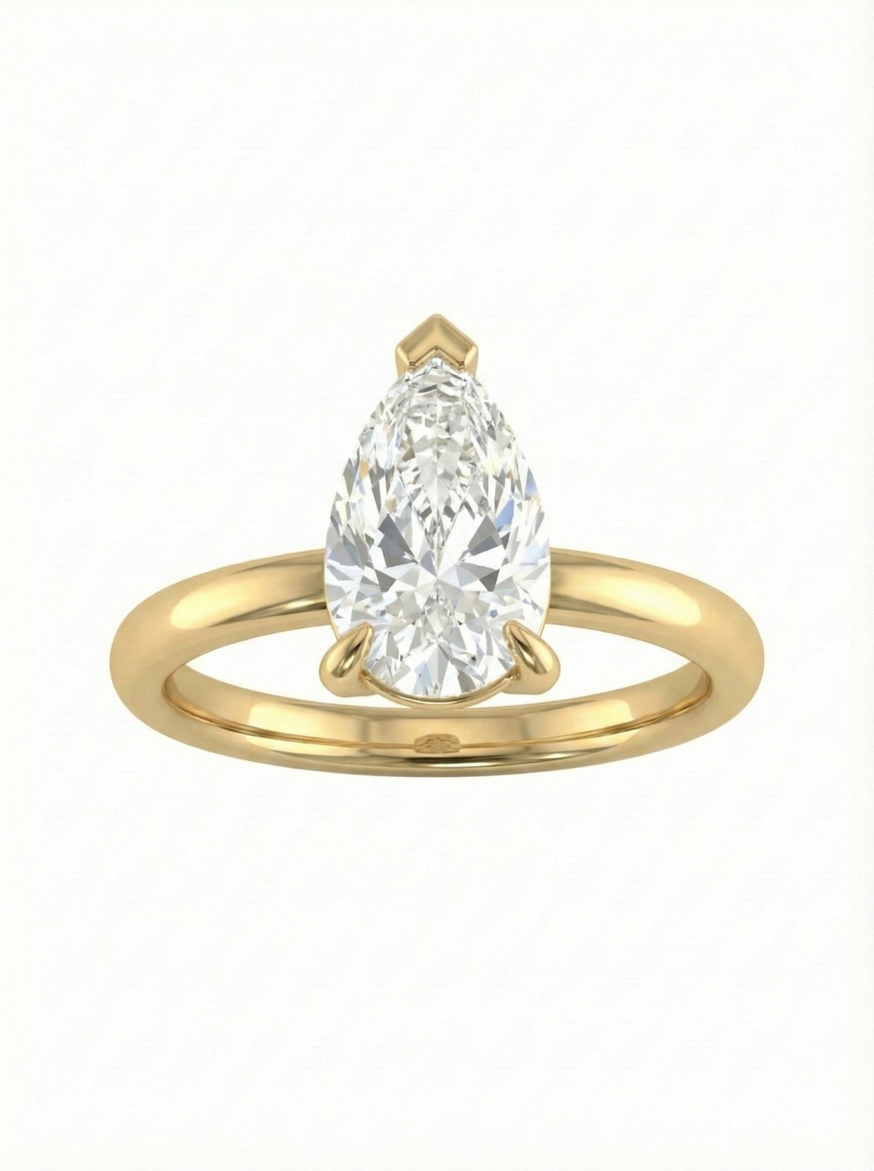 14KT 1.0Ct Pear Solitaire Diamond Engagement Ring