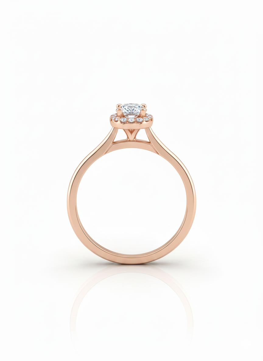 14KT .60Ct TDW Oval Halo Solitaire Lab Diamond Engagement Ring