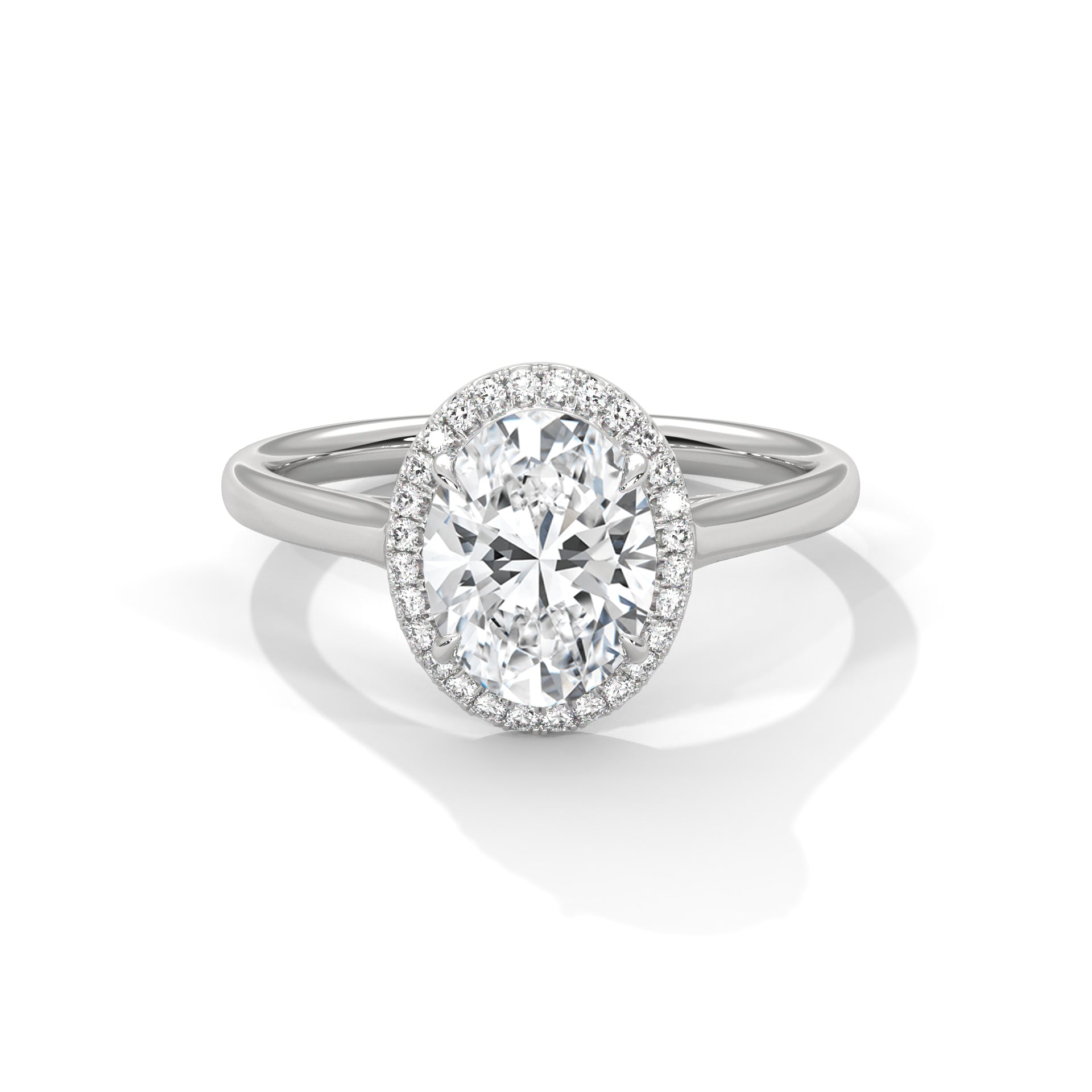 14KT 1.14 TDW Oval Halo Lab Diamond Engagement Ring