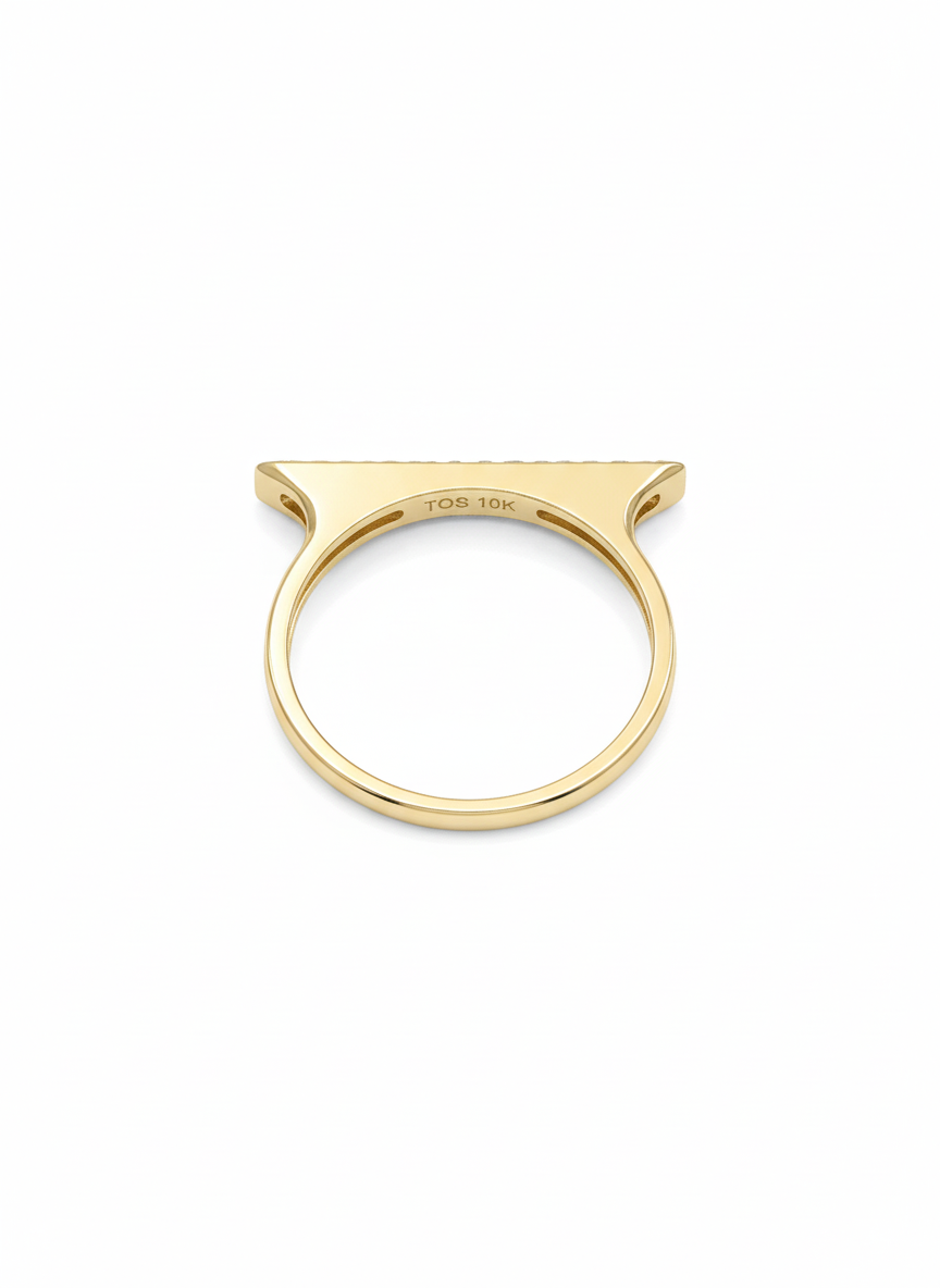 10KT Paved Slim Bar Ring