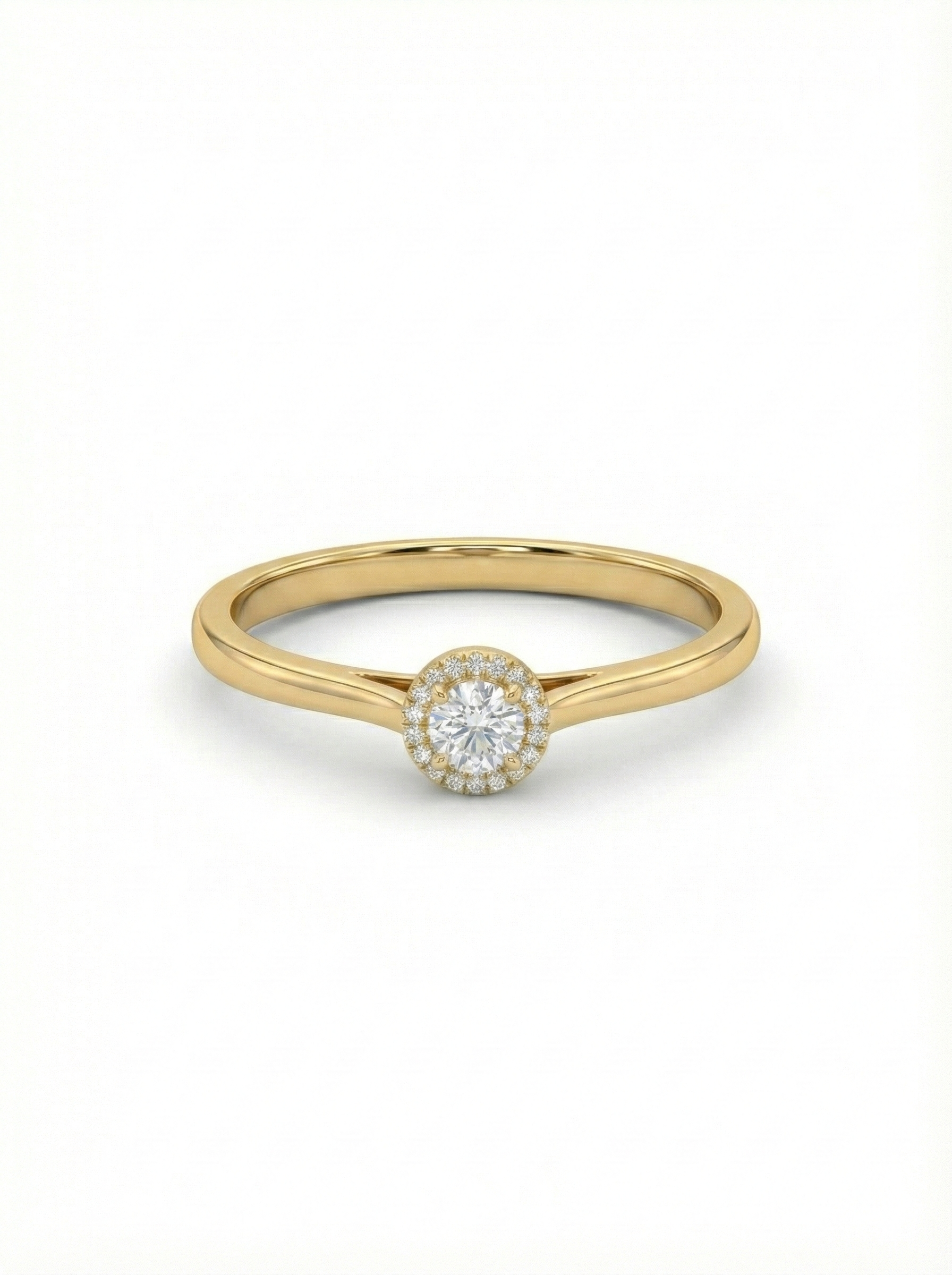 14KT .60Ct TDW Round Brilliant Halo Solitaire Lab Diamond Engagement Ring