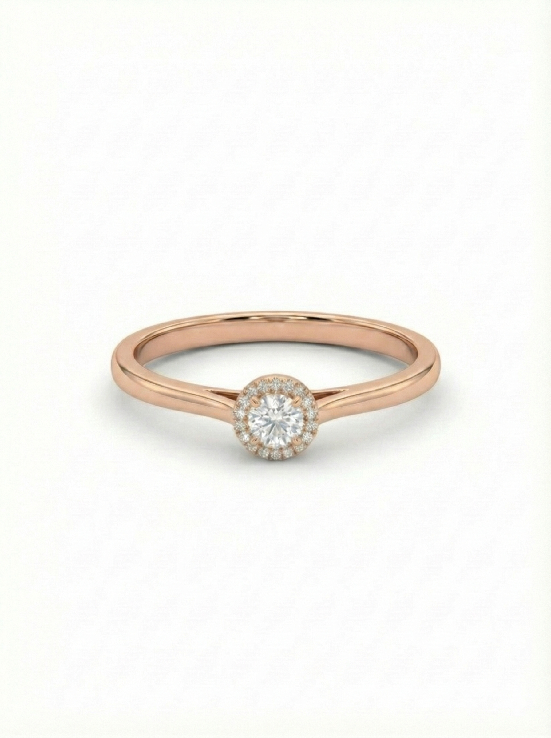 14KT .60Ct TDW Round Brilliant Halo Solitaire Lab Diamond Engagement Ring