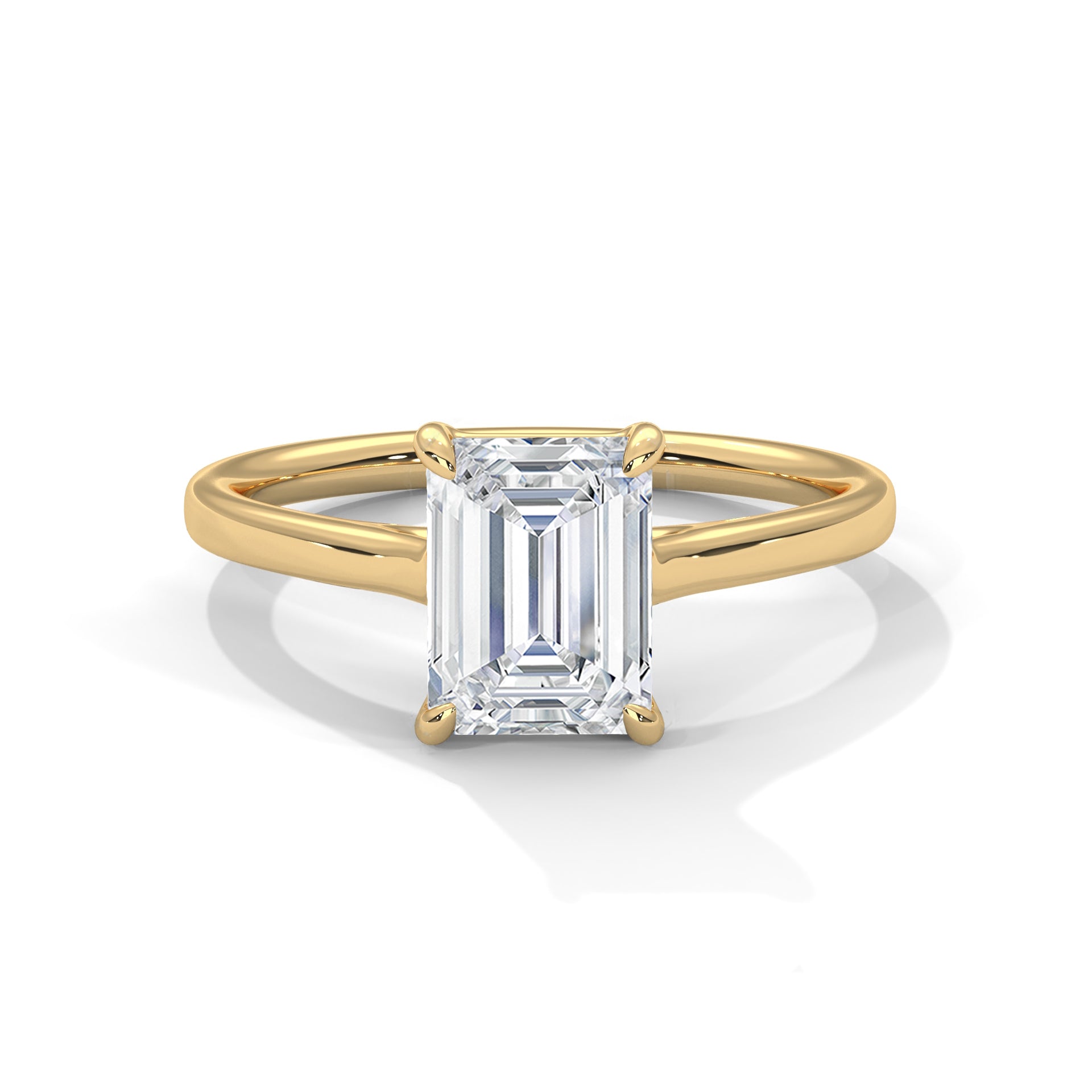 14KT 3.0 CTW Emerald Cut Lab Diamond Solitaire Ring
