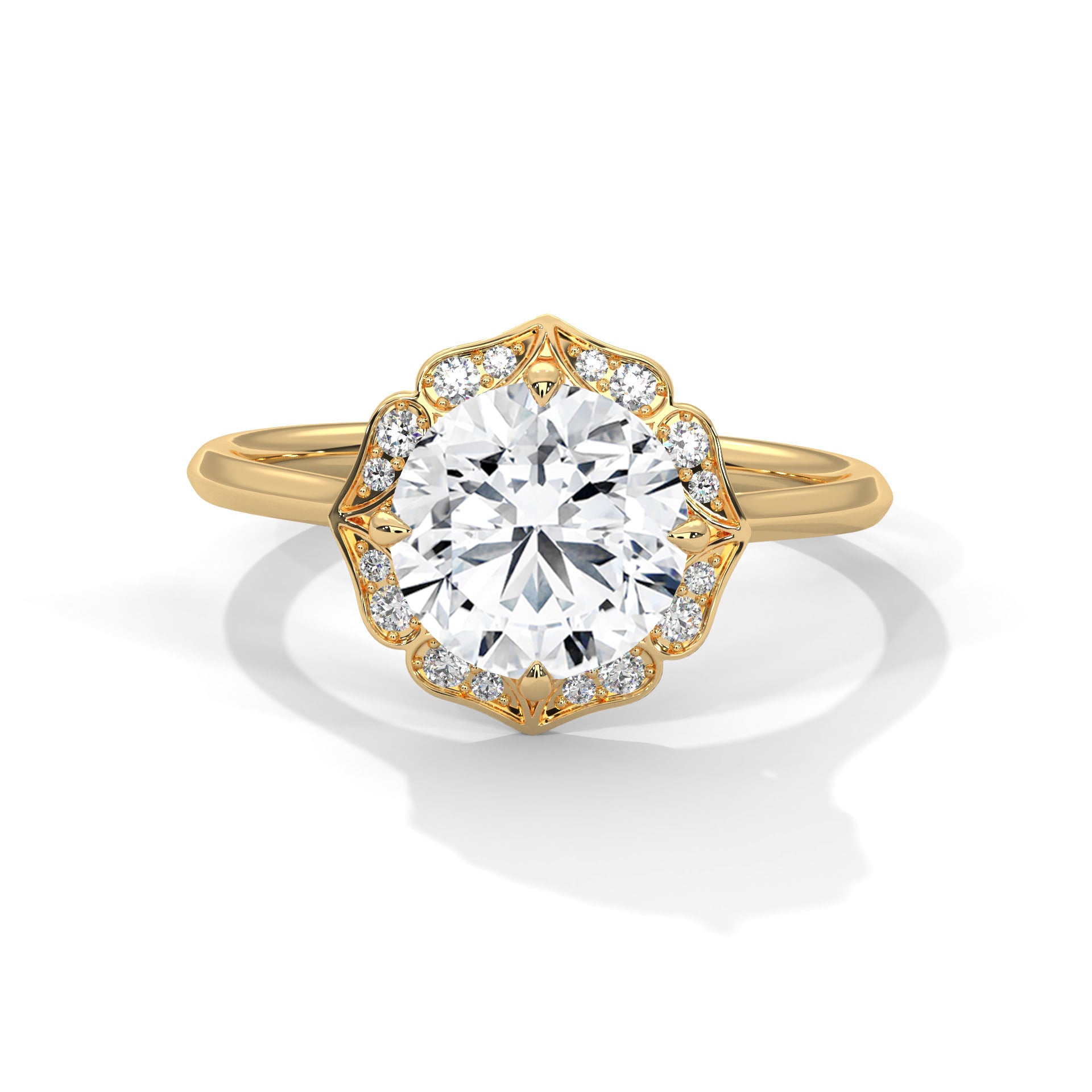 14KT 1.12 TDW Round Eternal Bloom Lab Diamond Ring