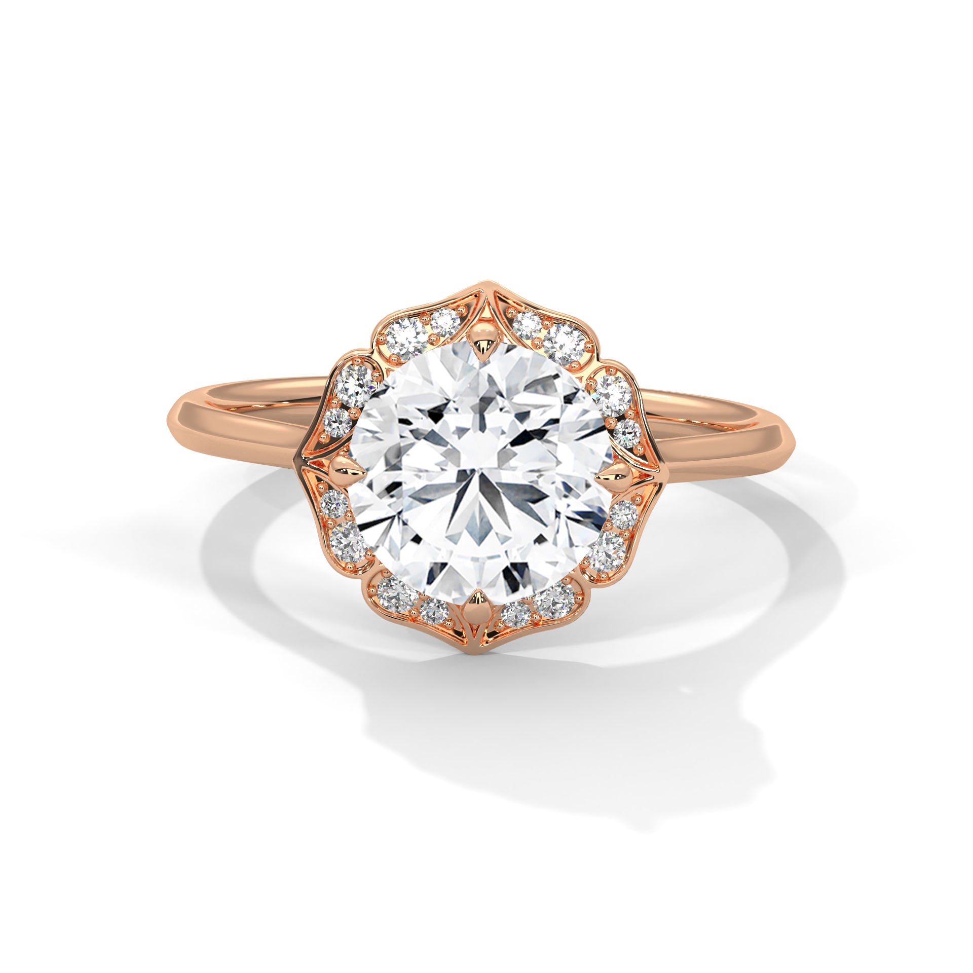 14KT 1.12 TDW Round Eternal Bloom Lab Diamond Ring