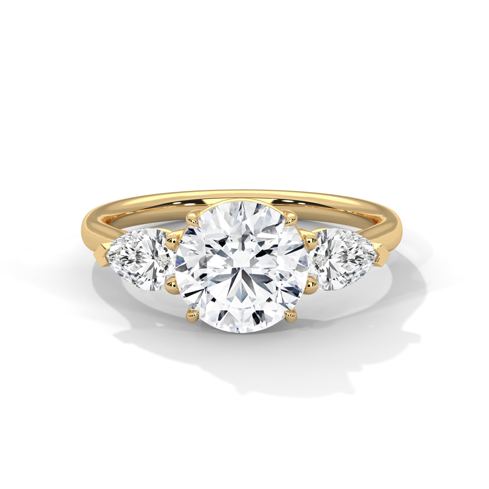 14KT 1.5CTW Round & Pear Shape Lab Grown Diamond Engagement Ring