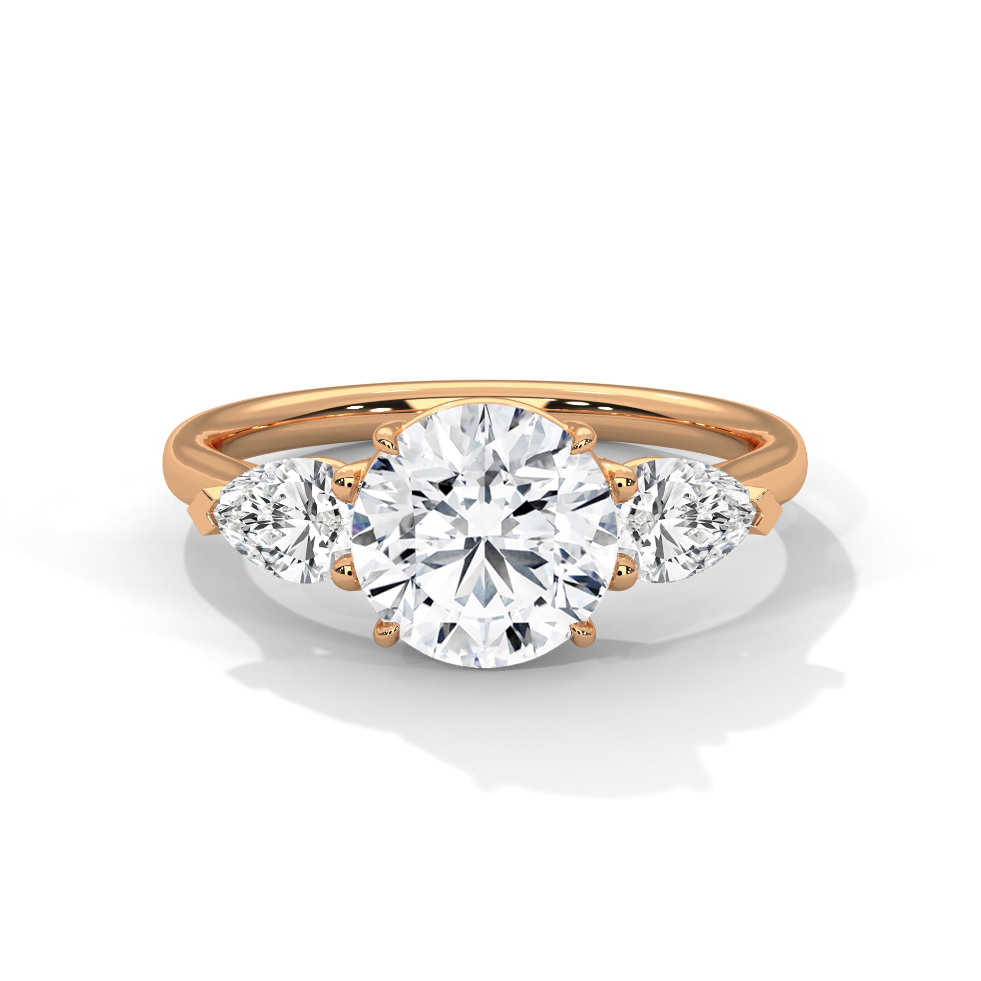 14KT 1.5CTW Round & Pear Shape Lab Grown Diamond Engagement Ring