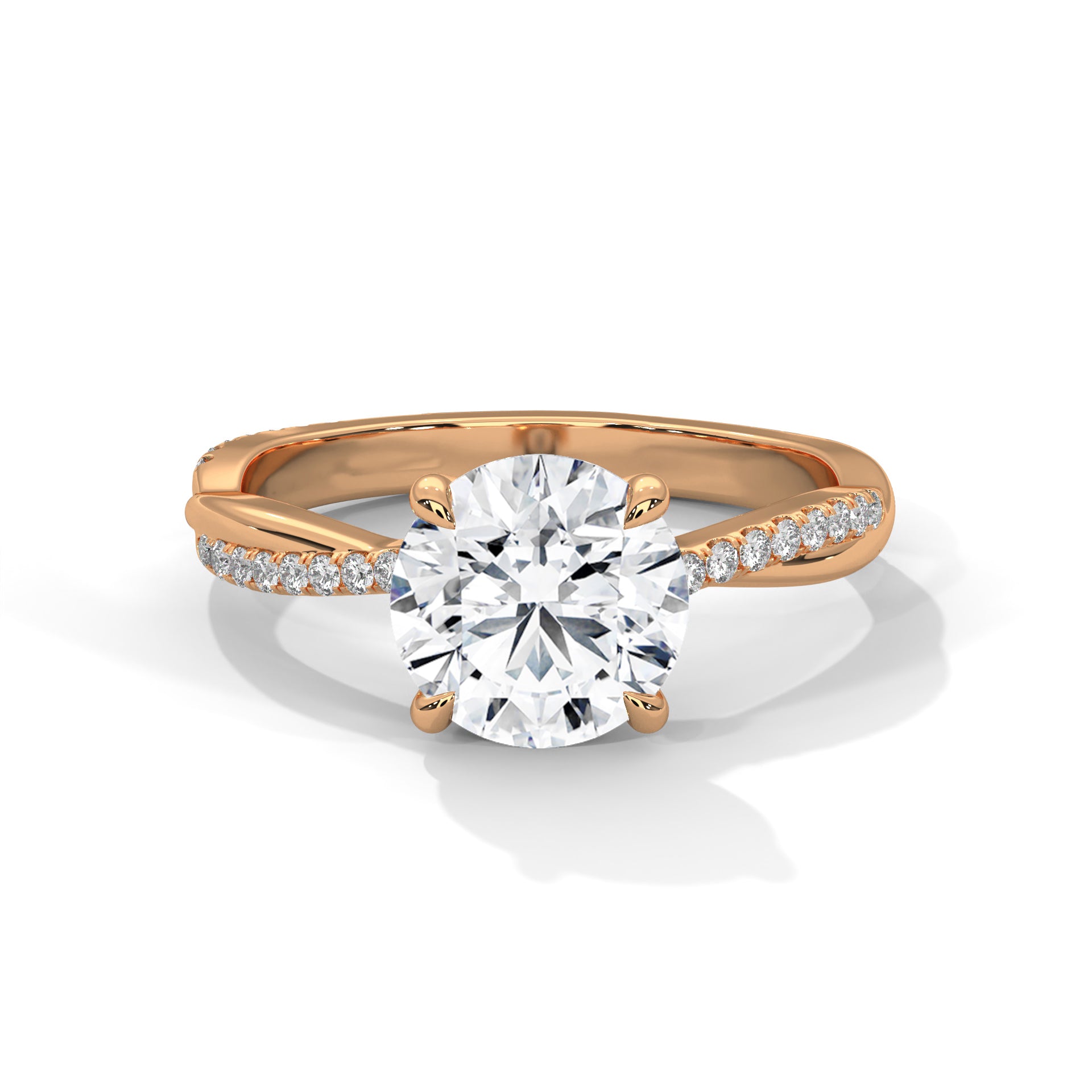 14KT 3.16CTW Round Lab Grown Diamond Engagement Ring