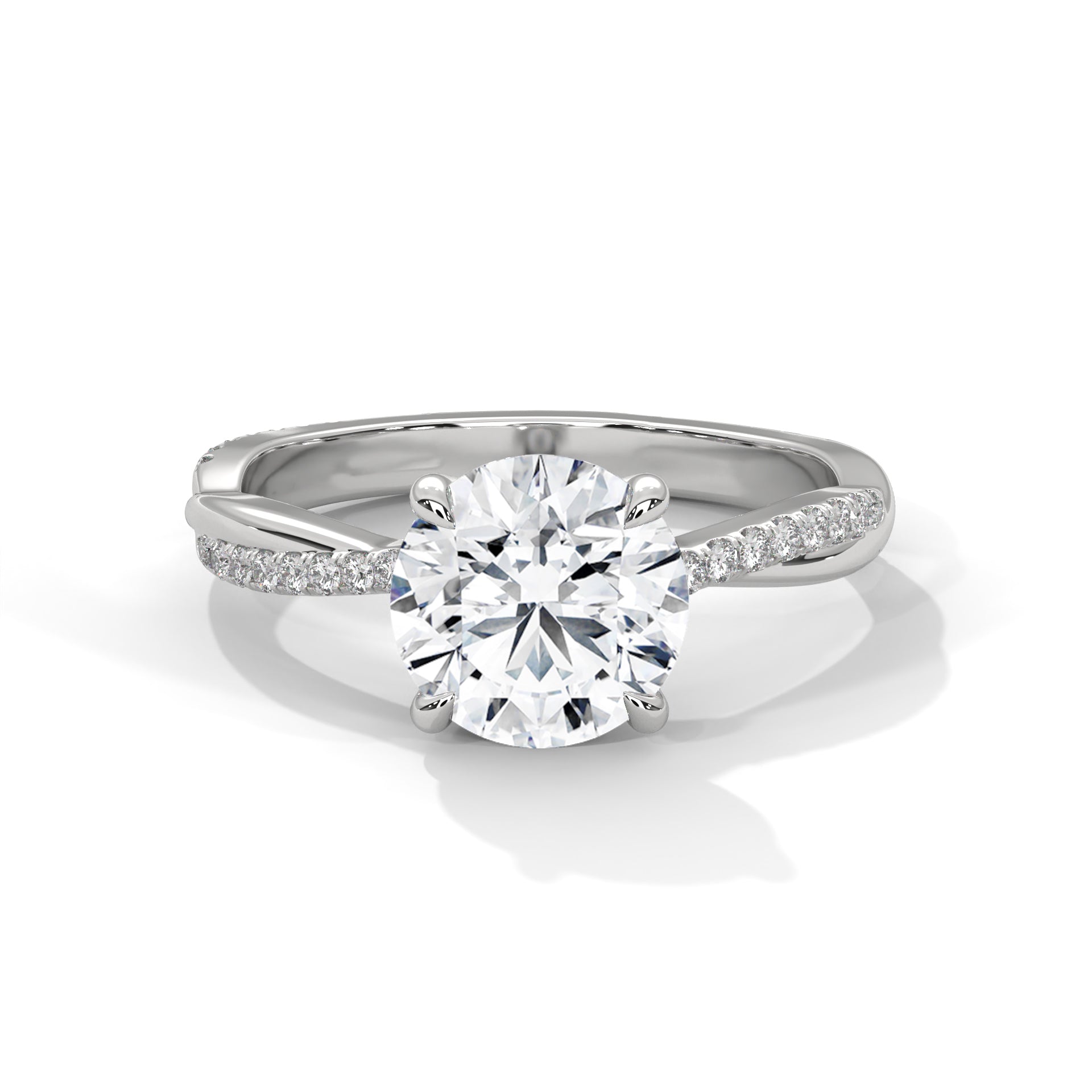 14KT 3.16CTW Round Lab Grown Diamond Engagement Ring