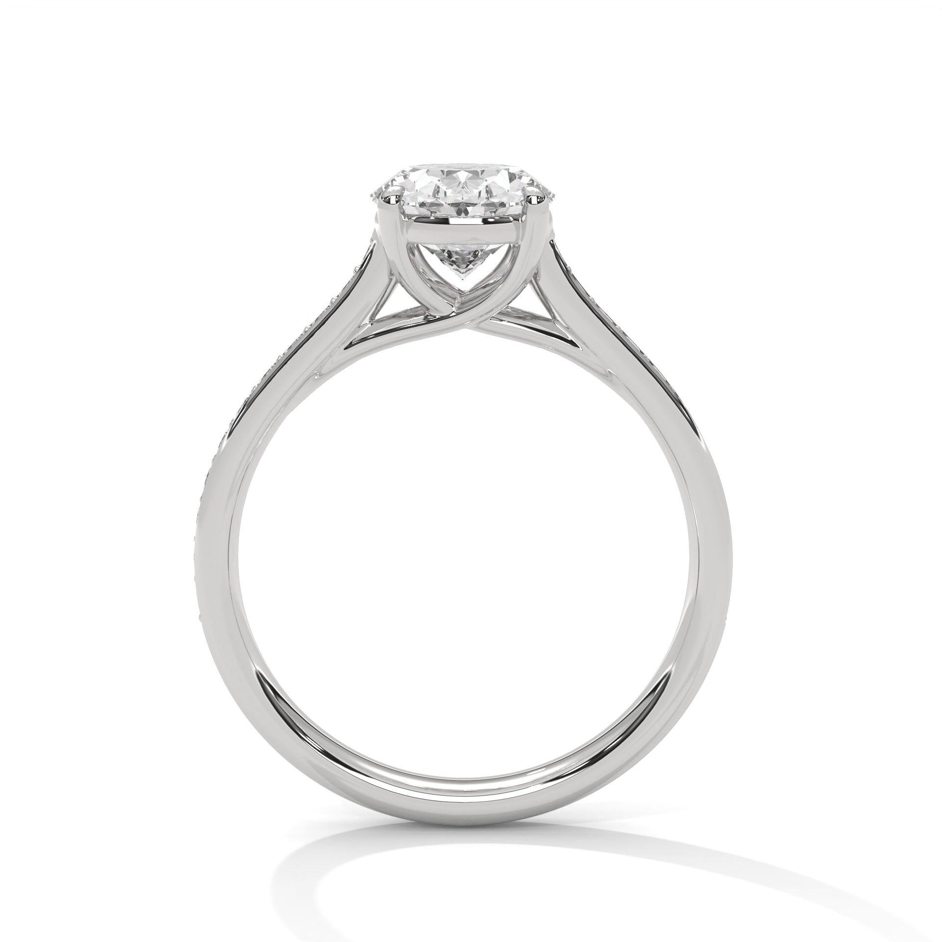 14KT 2.40 TDW Oval Accented Solitaire Lab Diamond Engagement Ring