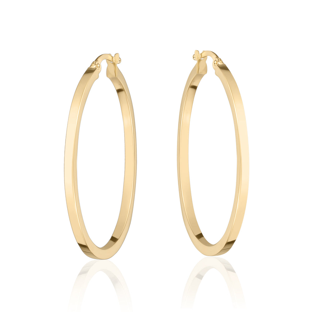 10KT 2X2mm Square Tube Hoops