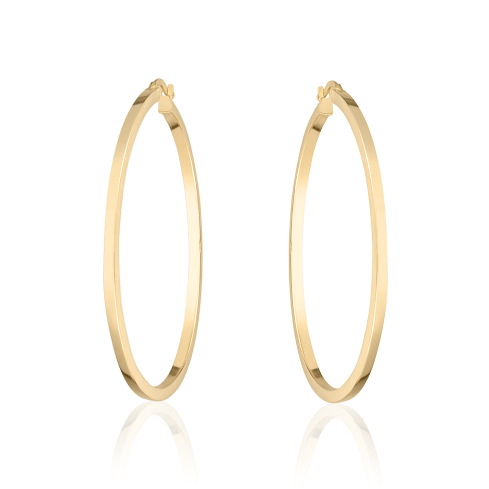 10KT 2X2mm Square Tube Hoops