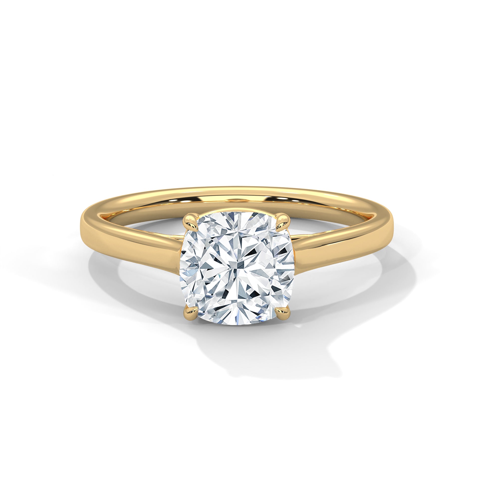 14KT 3.00 CTW Cushion Solitaire Lab Diamond Engagement Ring