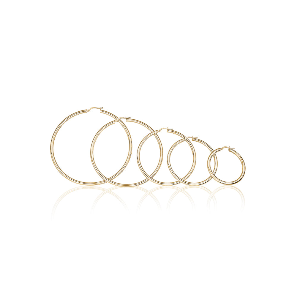 10KT 3mm Round Tube Hoops